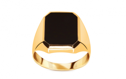 Zlatý pánsky prsteň s prírodným ónyxom - IZ22448