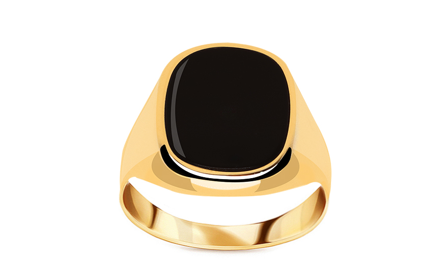 Zlatý pánsky prsteň s prírodným ónyxom - IZ22451