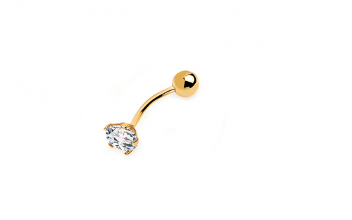 Zlatý piercing do pupku so zirkónom - IZ16159