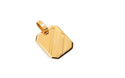 Zlatý prívesok platnička s matovaním - IZ23781