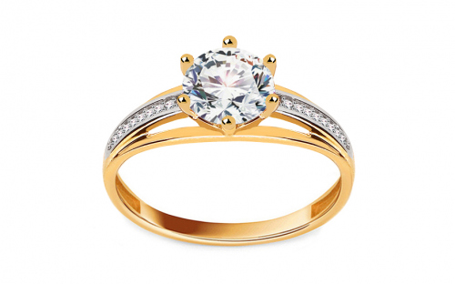 Zlatý zásnubný prsteň so zirkónmi Akira - IZ23562HR