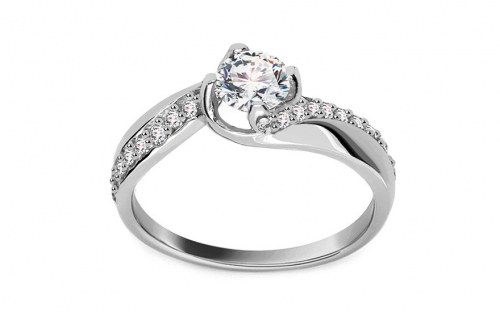 Zlatý zásnubný prsteň so zirkónmi Karina white - CSRI1306A