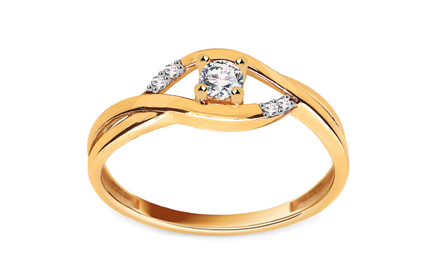 Zlatý zásnubný prsteň so zirkónmi Nynette - IZ13779