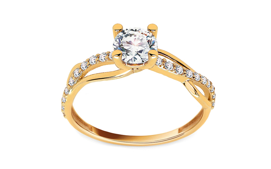 Zlatý zásnubný prsteň so zirkónmi Orissa - IZ13003